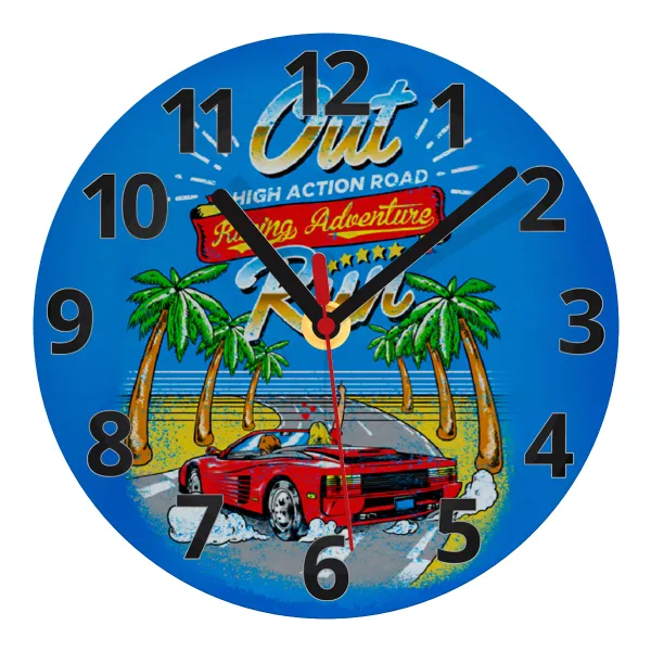 outrun game — Glass wall clock (20cm)