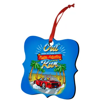 outrun game, Στολίδι Χριστουγεννιάτικο στολίδι polygon ξύλινο 7.5cm