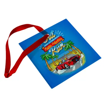 outrun game, Christmas ornament, glass square ornament 9x9cm