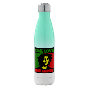 Bob marley, one love, Metal mug thermos Green/White (Stainless steel), double wall, 500ml