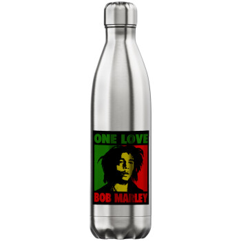 Bob marley, one love, Μεταλλικό παγούρι θερμός Inox (Stainless steel), διπλού τοιχώματος, 750ml