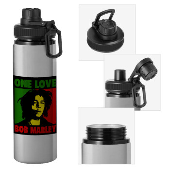 Bob marley, one love, Metallic water bottle with safety cap, 850ml aluminum