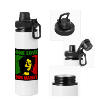 Bob marley, one love, Metal water bottle with safety cap, aluminum 850ml