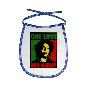 Bob marley, one love, Σαλιάρα μωρού αλέκιαστη με κορδόνι Μπλε