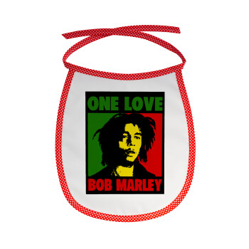Bob marley, one love, Σαλιάρα μωρού αλέκιαστη με κορδόνι Κόκκινη