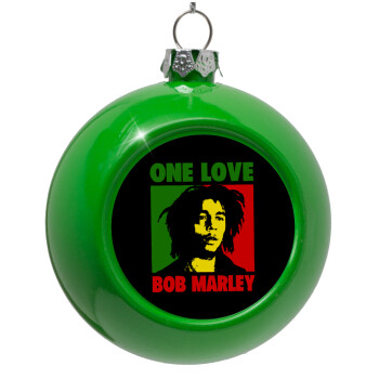 Bob marley, one love, Green Christmas tree ornament bauble 8cm