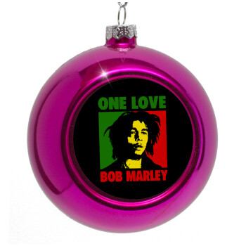 Bob marley, one love, Στολίδι Χριστουγεννιάτικη μπάλα δένδρου Μωβ 8cm