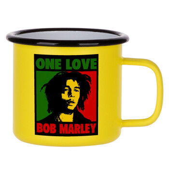 Bob marley, one love, Κούπα Μεταλλική εμαγιέ ΜΑΤ Κίτρινη 360ml