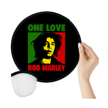 Bob marley, one love, Βεντάλια υφασμάτινη αναδιπλούμενη με θήκη (20cm)