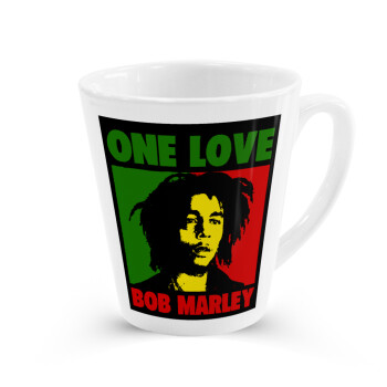 Bob marley, one love, Κούπα κωνική Latte Λευκή, κεραμική, 300ml