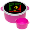 Bob marley, one love, ΡΟΖ παιδικό δοχείο φαγητού (lunchbox) πλαστικό (BPA-FREE) Lunch Βox M16 x Π16 x Υ8cm