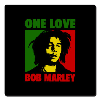 Bob marley, one love, Τετράγωνο μαγνητάκι ξύλινο 6x6cm