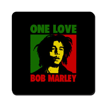 Bob marley, one love, Τετράγωνο μαγνητάκι ξύλινο 9x9cm
