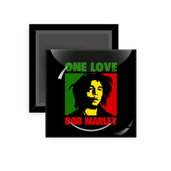 Bob marley, one love, Μαγνητάκι ψυγείου τετράγωνο διάστασης 5x5cm
