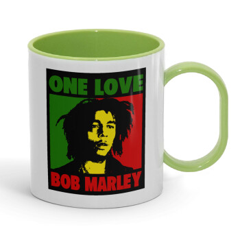 Bob marley, one love, Κούπα (πλαστική) (BPA-FREE) Polymer Πράσινη για παιδιά, 330ml