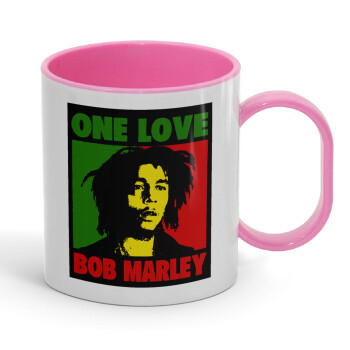 Bob marley, one love, Κούπα (πλαστική) (BPA-FREE) Polymer Ροζ για παιδιά, 330ml