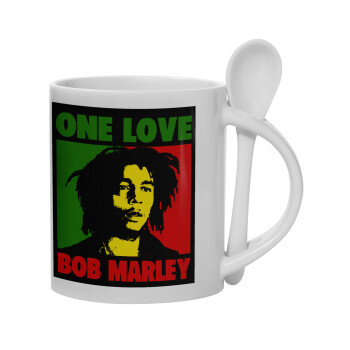 Bob marley, one love, Κούπα, κεραμική με κουταλάκι, 330ml (1 τεμάχιο)
