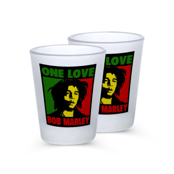 Bob marley, one love, Σφηνοπότηρα γυάλινα 45ml του πάγου (2 τεμάχια)