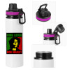 Metallic water bottle with safety lid, 850ml aluminum