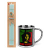 Easter Set, metallic thermal cup (300ml) & aromatic flat Easter candle (30cm) (TURQUOISE)