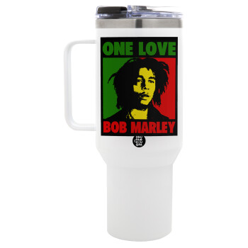 Bob marley, one love, Mega Tumbler με καπάκι, διπλού τοιχώματος (θερμό) 1,2L