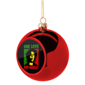 Bob marley, one love, Χριστουγεννιάτικη μπάλα δένδρου Κόκκινη 8cm