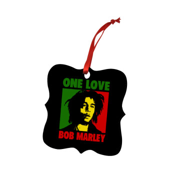 Bob marley, one love, Χριστουγεννιάτικο στολίδι polygon ξύλινο 7.5cm