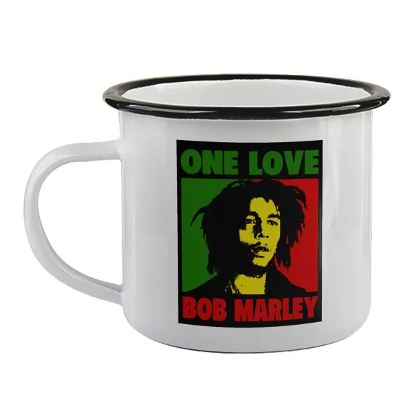 Bob marley — Enamel mug with black rim, 360ml