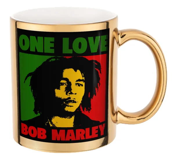 Bob marley — Mug ceramic, gold mirror, 330ml