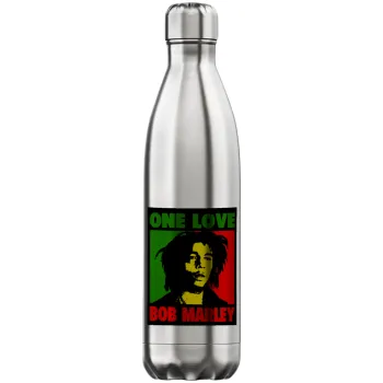Bob marley, one love, Inox (Stainless steel) hot metal mug, double wall, 750ml