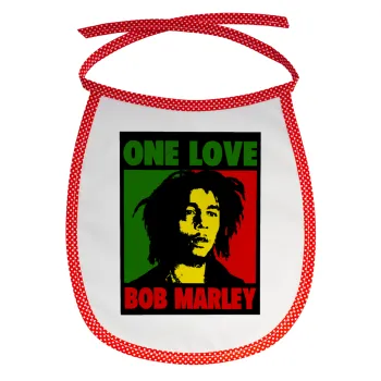 Bob marley, one love, Σαλιάρα μωρού αλέκιαστη με κορδόνι Κόκκινη
