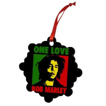 Bob marley, one love, Christmas ornament snowflake wooden 7.5cm