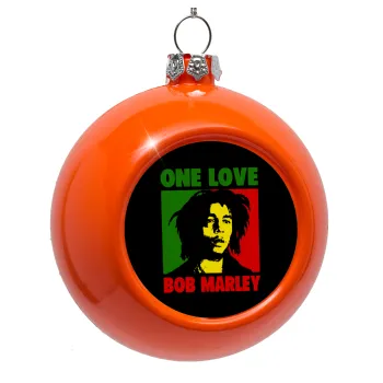 Bob marley, one love, Orange Christmas tree ornament bauble 8cm