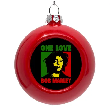 Bob marley, one love, Red Christmas tree ornament bauble 8cm