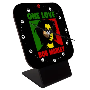 Bob marley, one love, Επιτραπέζιο ρολόι ξύλινο με δείκτες (10cm)