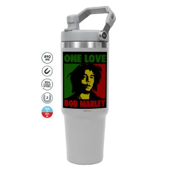 Bob marley, one love, GREY color, 890ml (30oz) stainless Steel Tumbler with Handle