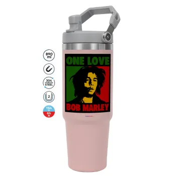 Bob marley, one love, Pink color, 890ml (30oz) stainless Steel Tumbler with Handle