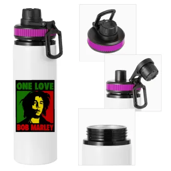 Bob marley, one love, Metallic water bottle with safety lid, 850ml aluminum