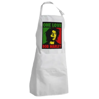 Bob marley, one love, Adult Chef Apron (with sliders and 2 pockets)