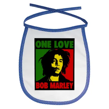 Bob marley, one love, Σαλιάρα μωρού αλέκιαστη με κορδόνι Μπλε
