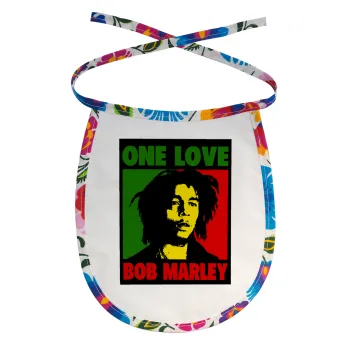 Bob marley, one love, Σαλιάρα μωρού αλέκιαστη με κορδόνι Χρωματιστή