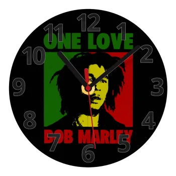 Bob marley, one love, Ρολόι τοίχου γυάλινο (20cm)