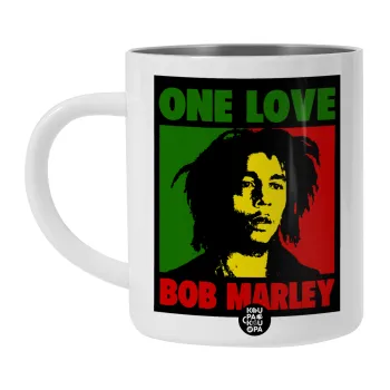 Bob marley, one love, BIG Mug Stainless steel double wall (450ml, White)