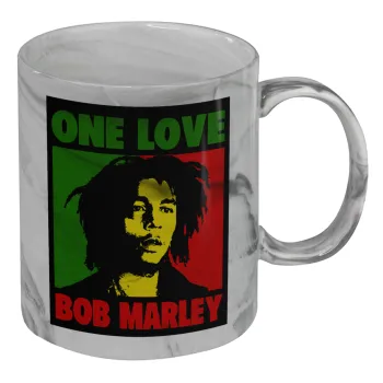 Bob marley, one love, Κούπα κεραμική, marble style (μάρμαρο), 330ml
