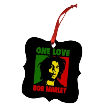 Bob marley, one love, Στολίδι Χριστουγεννιάτικο στολίδι polygon ξύλινο 7.5cm
