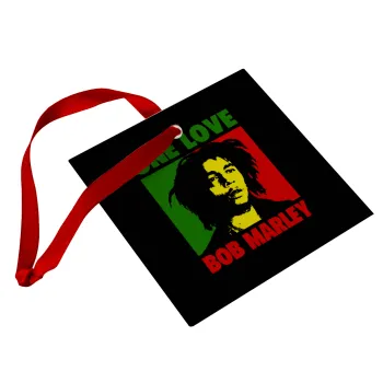 Bob marley, one love, Christmas ornament, glass square ornament 9x9cm