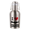 I Love Crete, Μεταλλικό παγούρι Inox (Stainless steel) με καπάκι ασφαλείας 1L