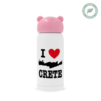 I Love Crete, Ροζ ανοξείδωτο παγούρι θερμό (Stainless steel), 320ml