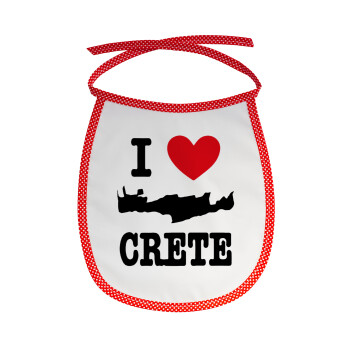 I Love Crete, Σαλιάρα μωρού αλέκιαστη με κορδόνι Κόκκινη