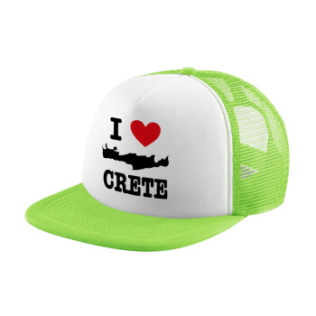 I Love Crete, Καπέλο Soft Trucker με Δίχτυ Πράσινο/Λευκό